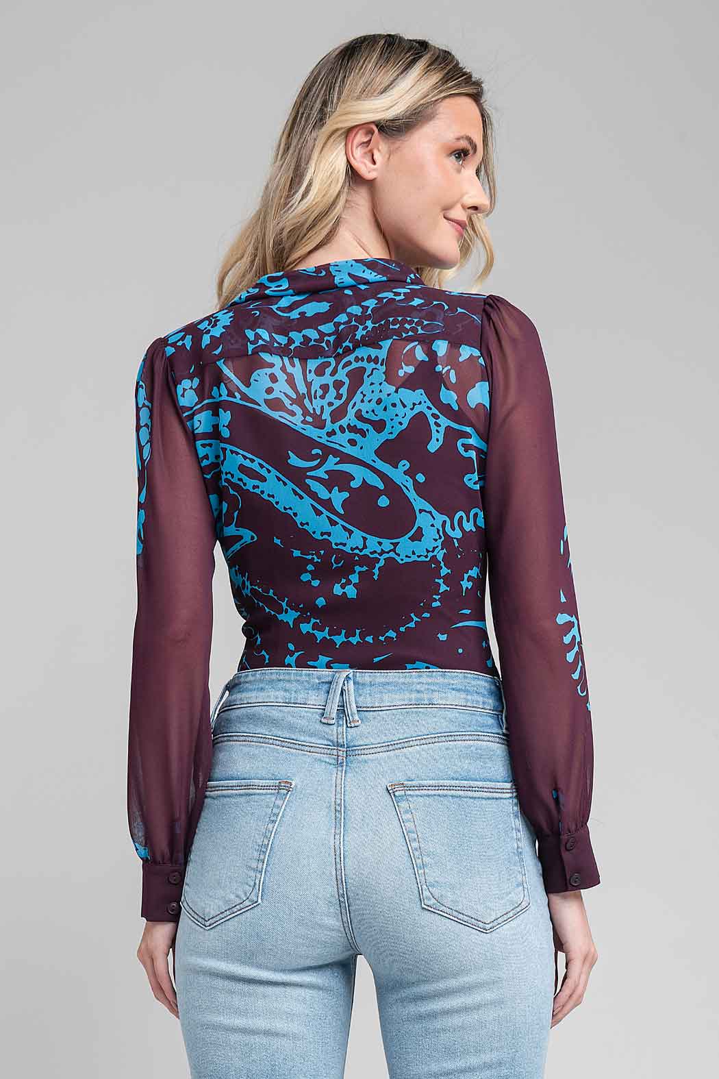Blusa Estampada Con Corbatin