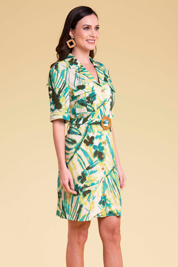 Vestido Camisero Con Estampado De Flores