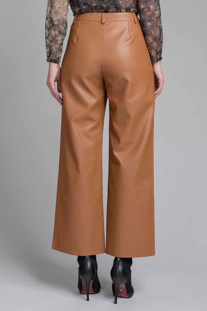 Pantalon De Tacto Piel Corte Ancho