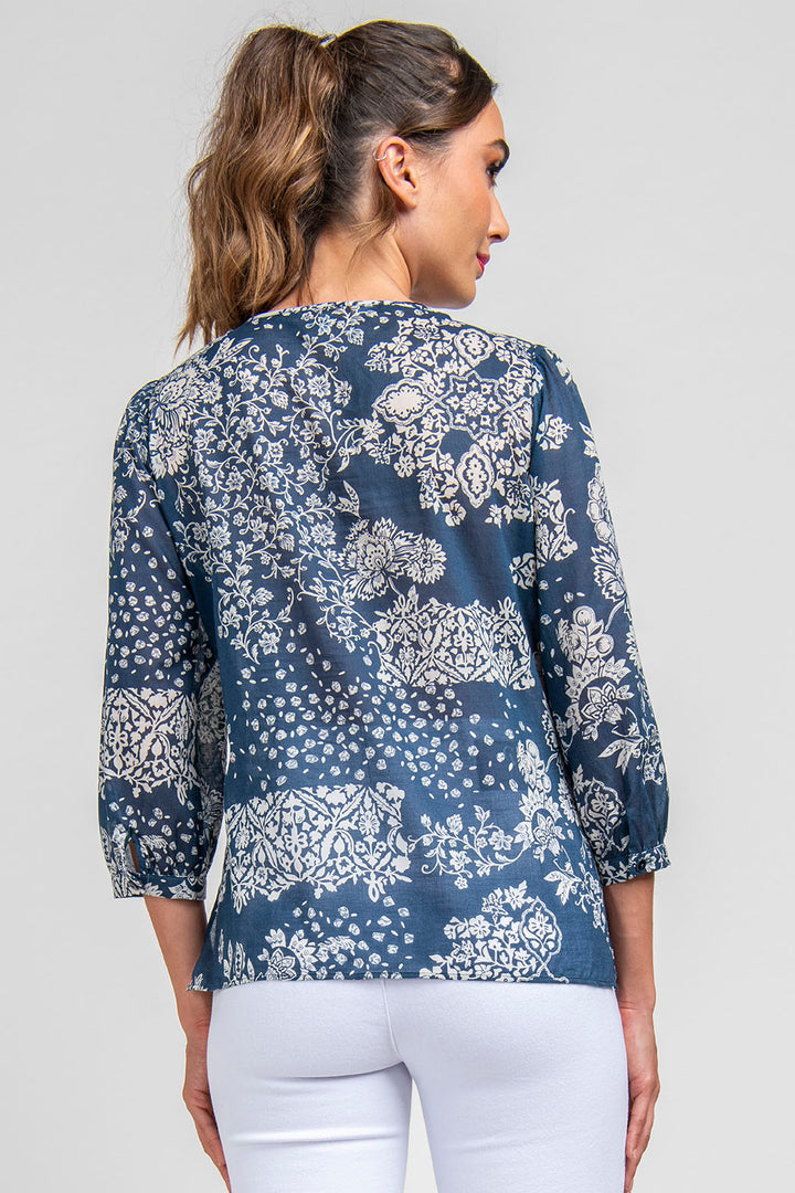 Blusa Estampada Con Amarre Al Frente