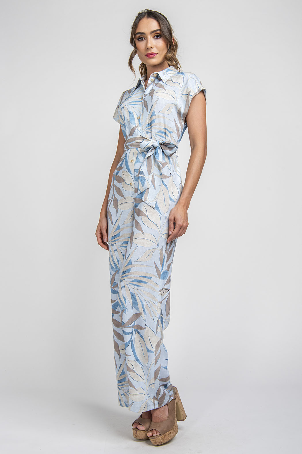 Jumpsuit Estampado Con Amarre En Cintura