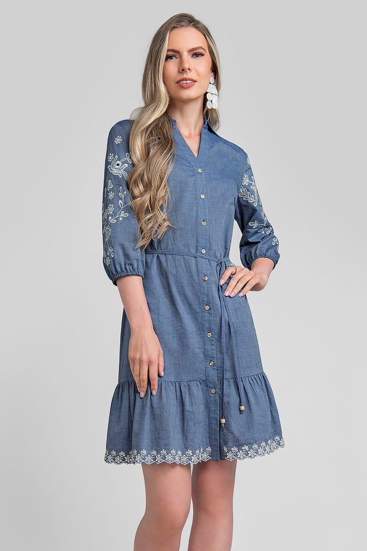 Vestido Camisero Con Olan