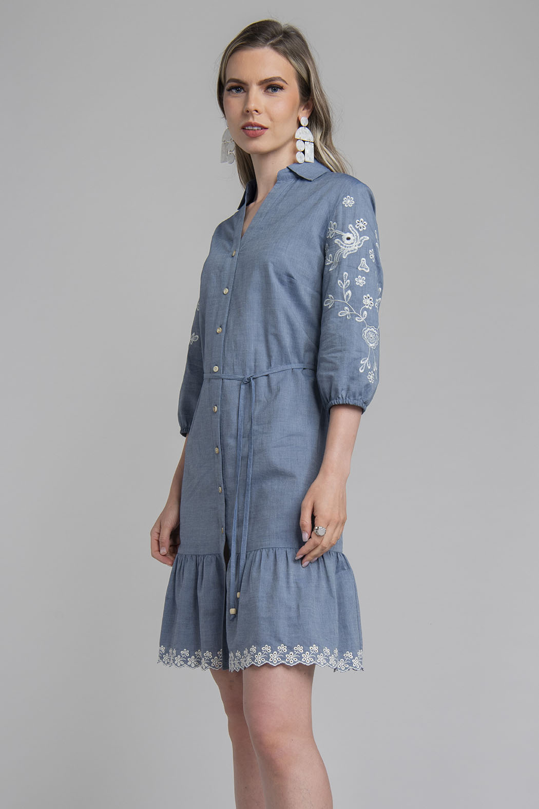 Vestido Camisero Con Olan