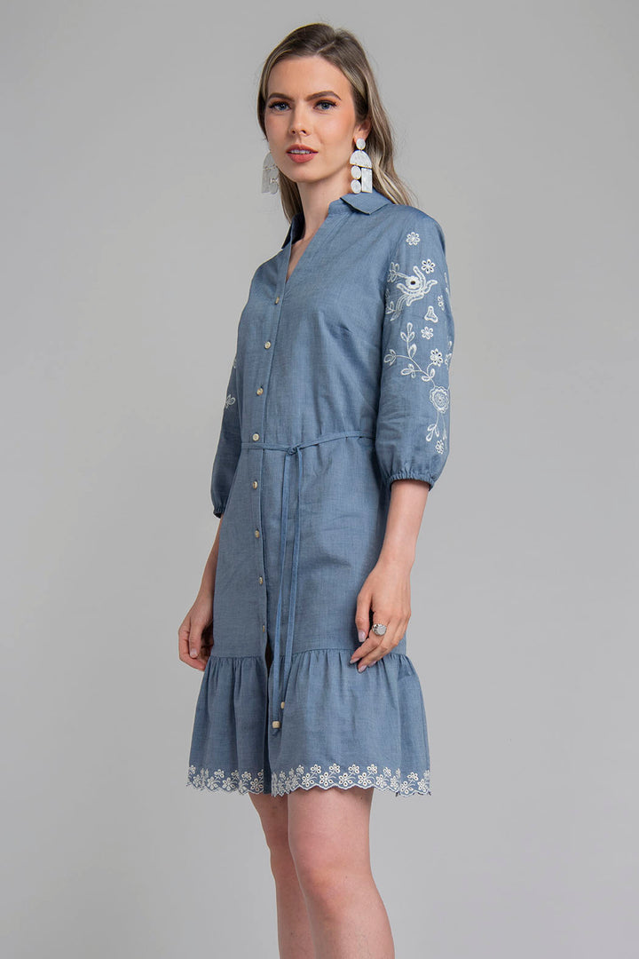 Vestido Camisero Con Olan