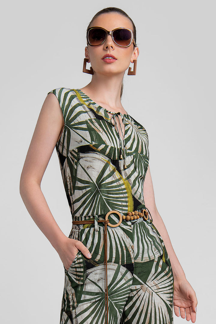 Blusa Estampada Con Cinturon