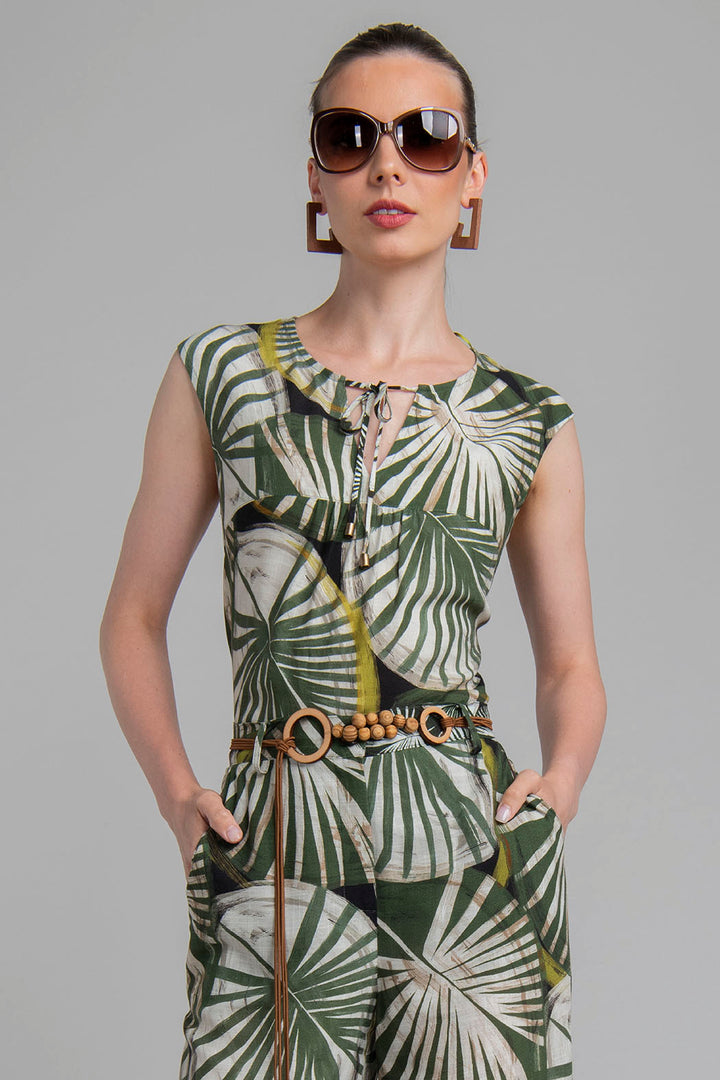 Blusa Estampada Con Cinturon