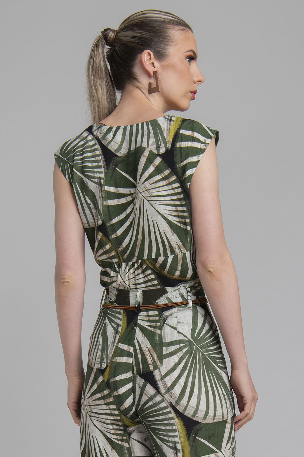 Blusa Estampada Con Cinturon