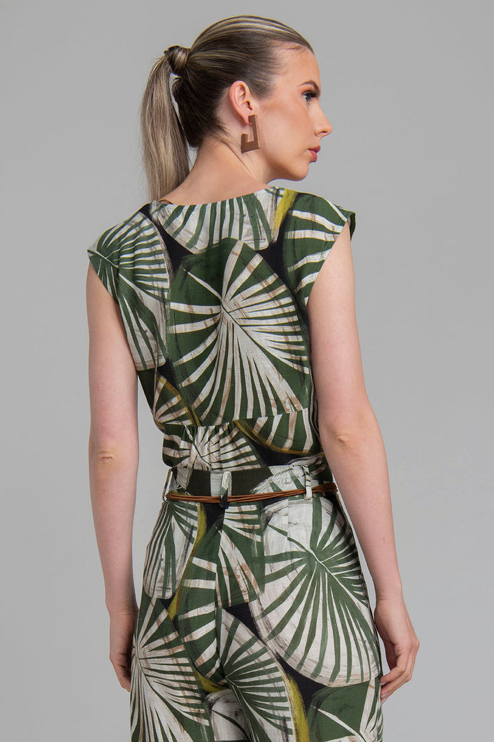 Blusa Estampada Con Cinturon