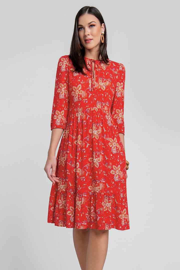 Vestido Estampado Con Olan