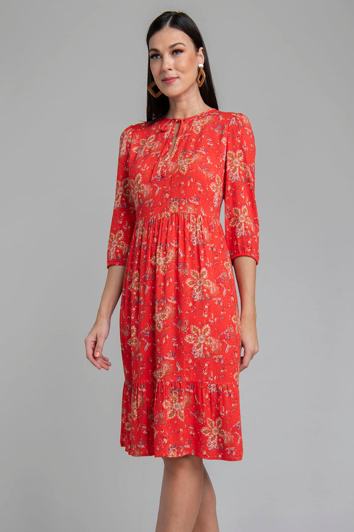 Vestido Estampado Con Olan