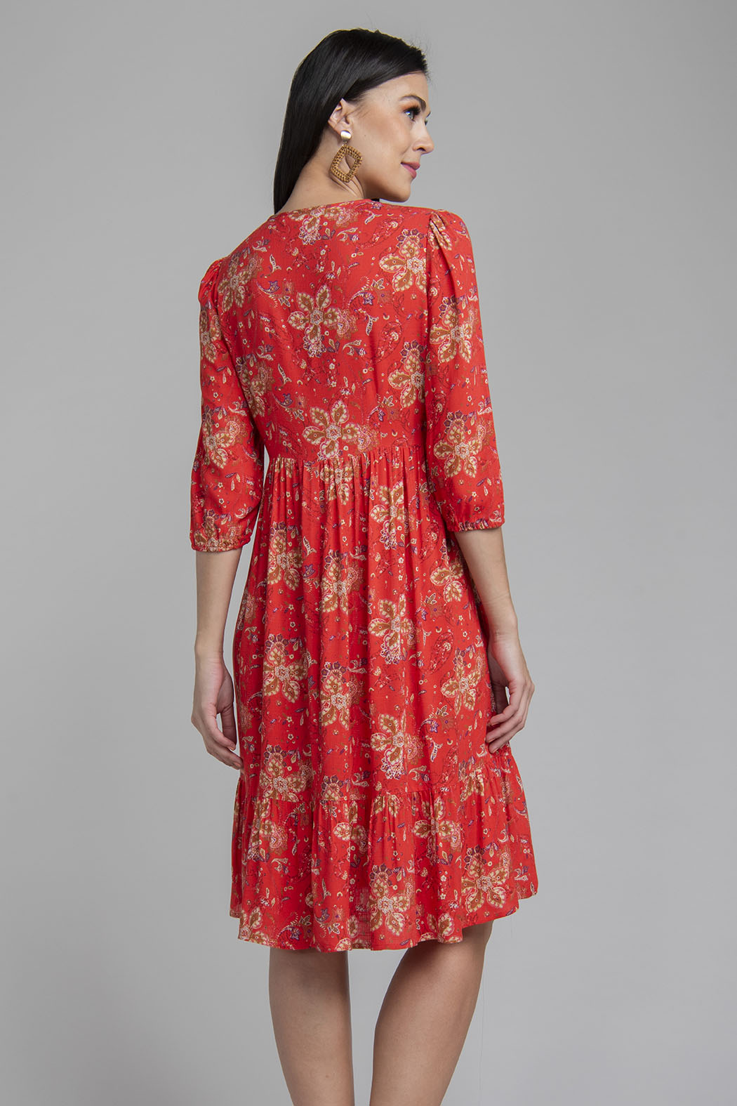 Vestido Estampado Con Olan