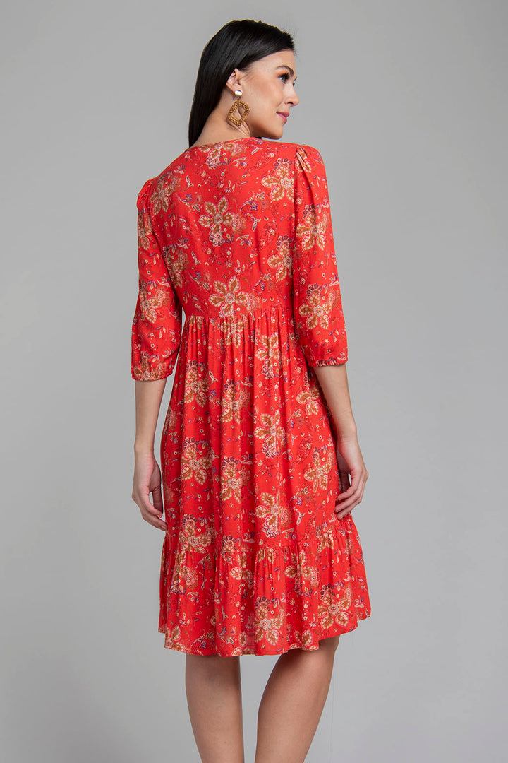 Vestido Estampado Con Olan