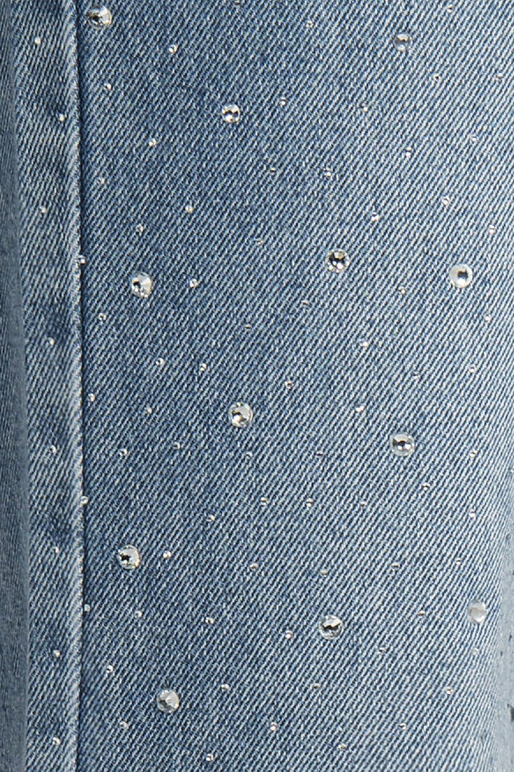 Jeans Corte Recto Con Brillos