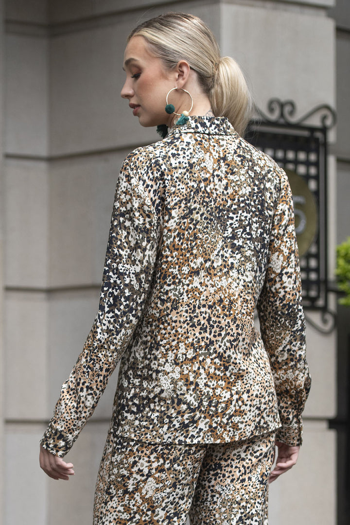 Blusa Camisera De Manga Larga Con Estampado De Animal Print