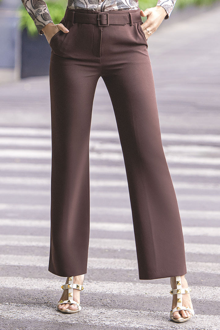 Pantalon De Vestor Corte Recto Con Cinturon