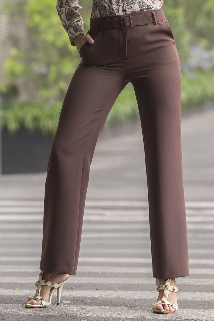 Pantalon De Vestor Corte Recto Con Cinturon