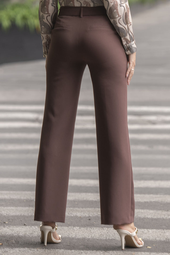 Pantalon De Vestor Corte Recto Con Cinturon