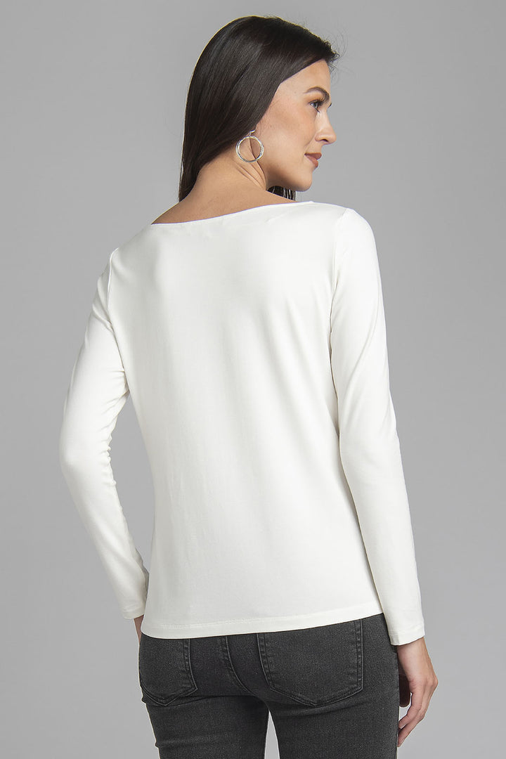 Blusa Lisa De Manga Larga Con Detalle De Tira Con Brillos Y Abertura Al Frente