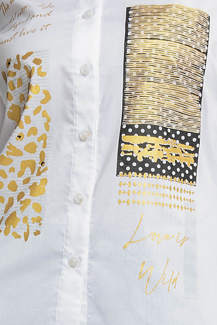 Blusa Camisera Con Estampado Al Frente