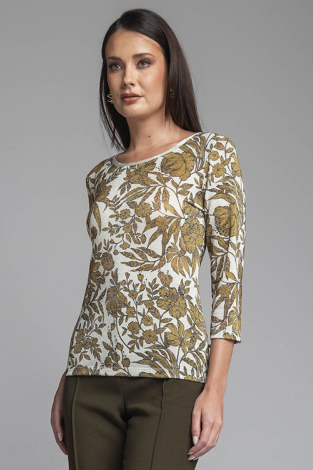 Blusa De Manga 3/4 Estampado De Flores