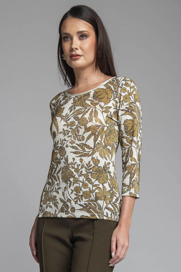 Blusa De Manga 3/4 Estampado De Flores