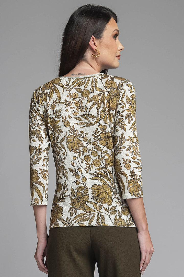 Blusa De Manga 3/4 Estampado De Flores