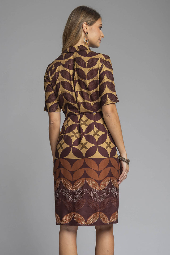 Vestido Camisero Estampado Con Cinturon
