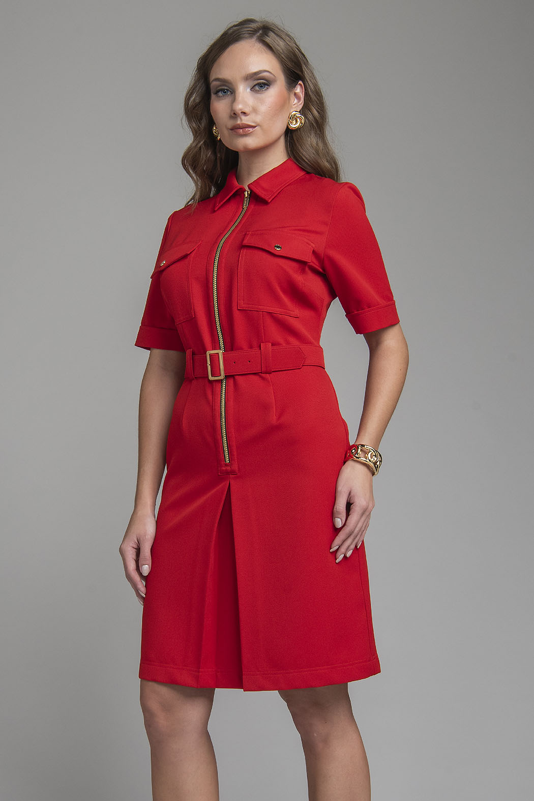 Vestido Con Cierre Y Cinturon