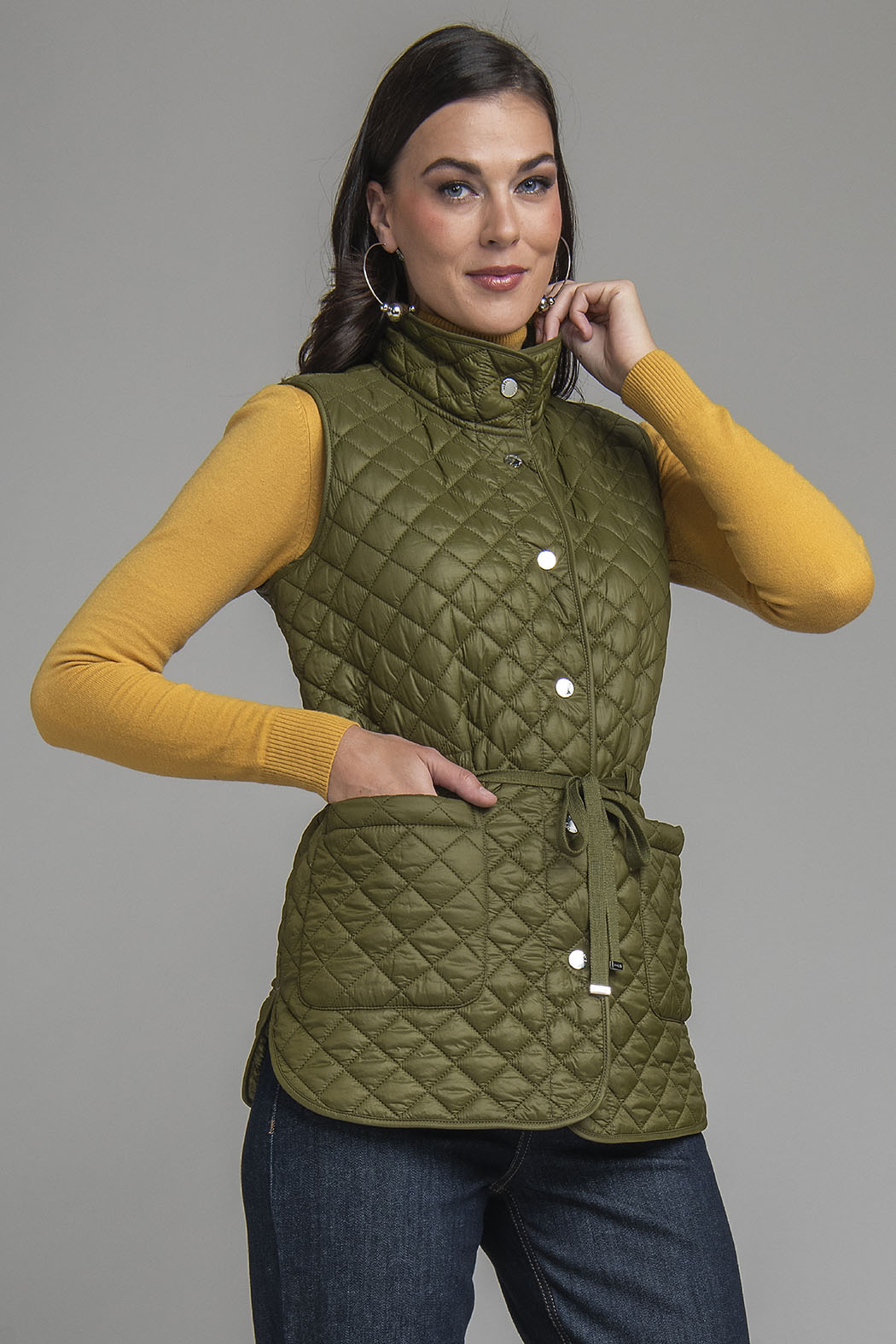 Chaleco Capitonado Con Jareta En Cintura