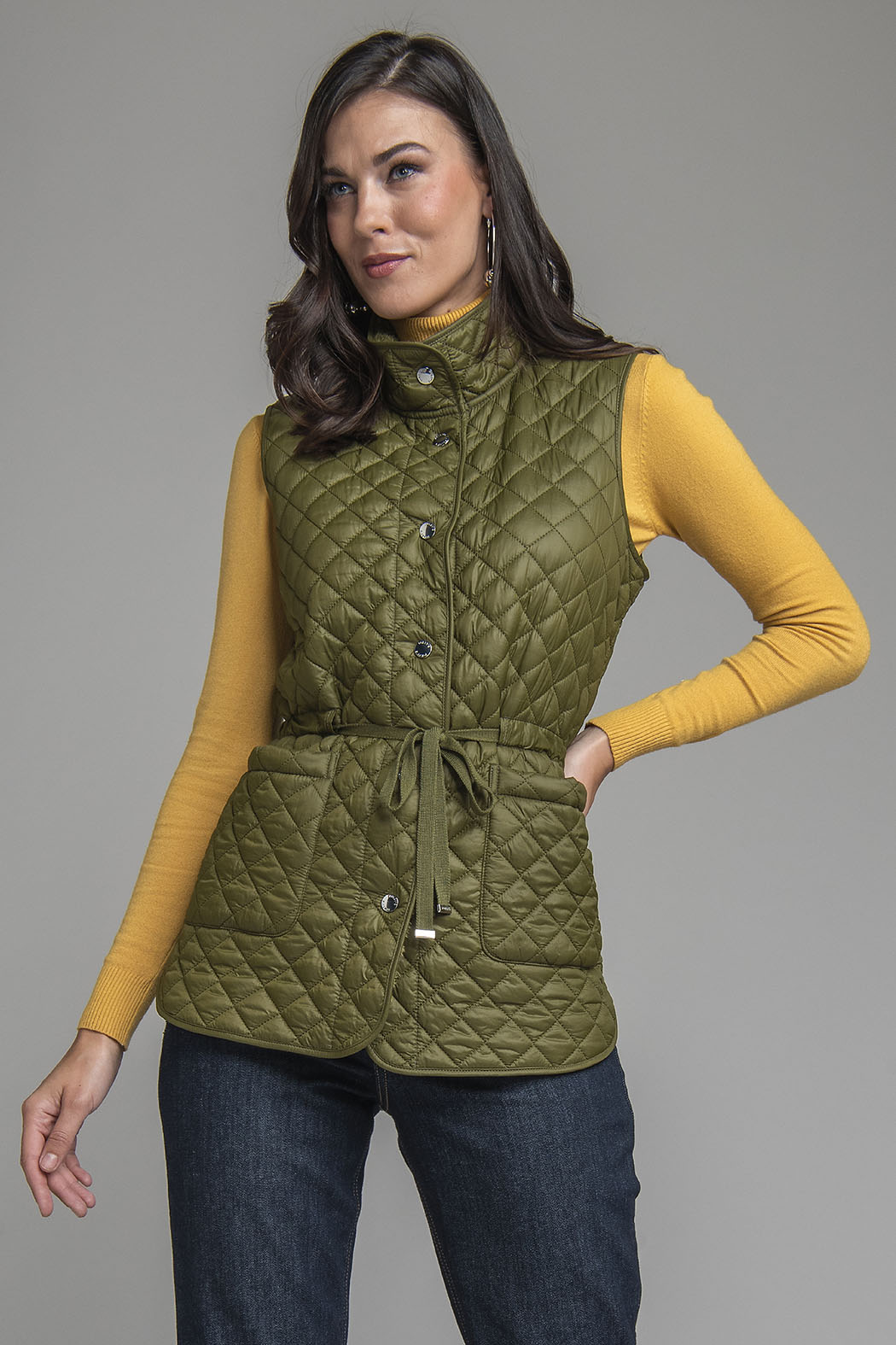 Chaleco Capitonado Con Jareta En Cintura