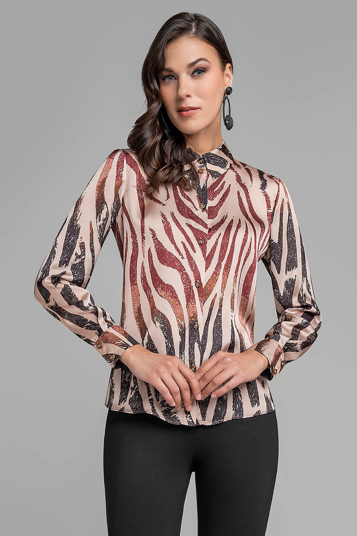 Blusa Estampada Con Botones Al Frente
