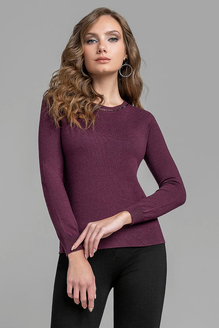Sueter De Punto Liso Con Cuello Redondo