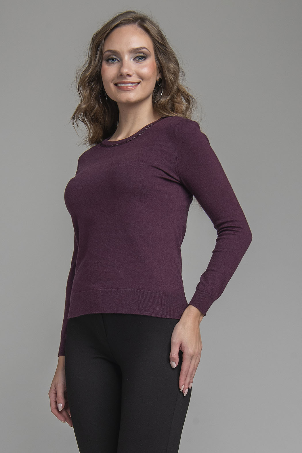 Sueter De Punto Liso Con Cuello Redondo