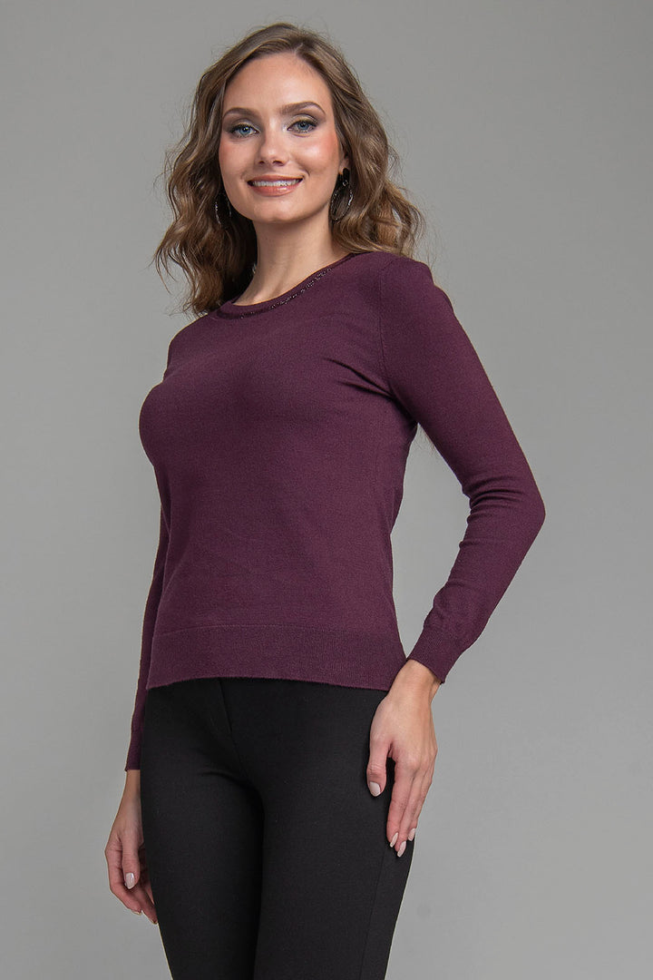 Sueter De Punto Liso Con Cuello Redondo