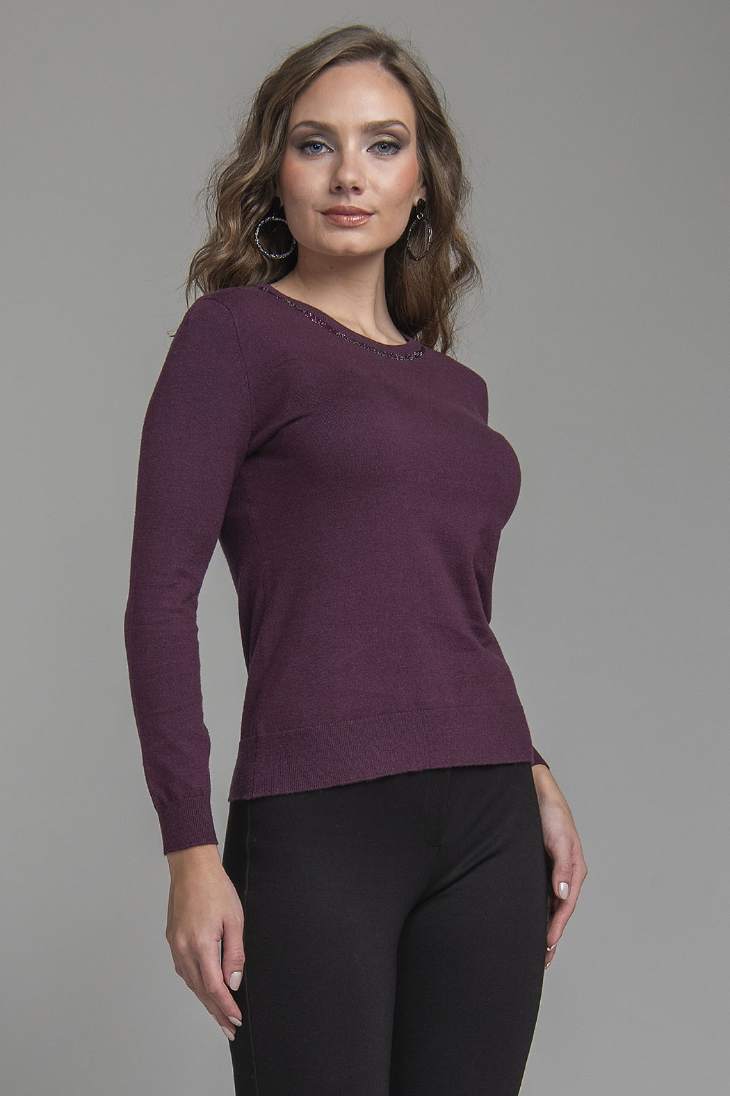 Sueter De Punto Liso Con Cuello Redondo