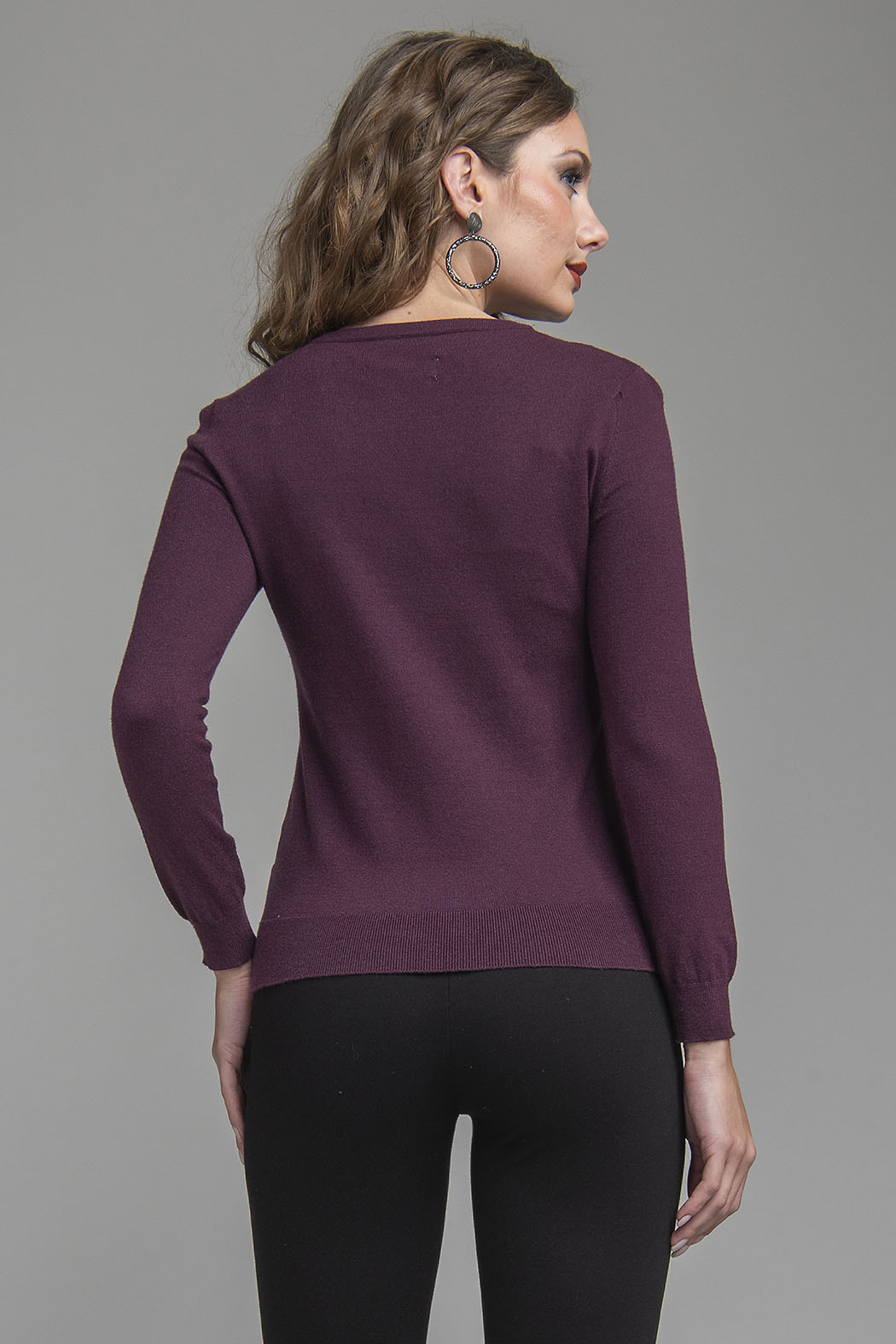 Sueter De Punto Liso Con Cuello Redondo