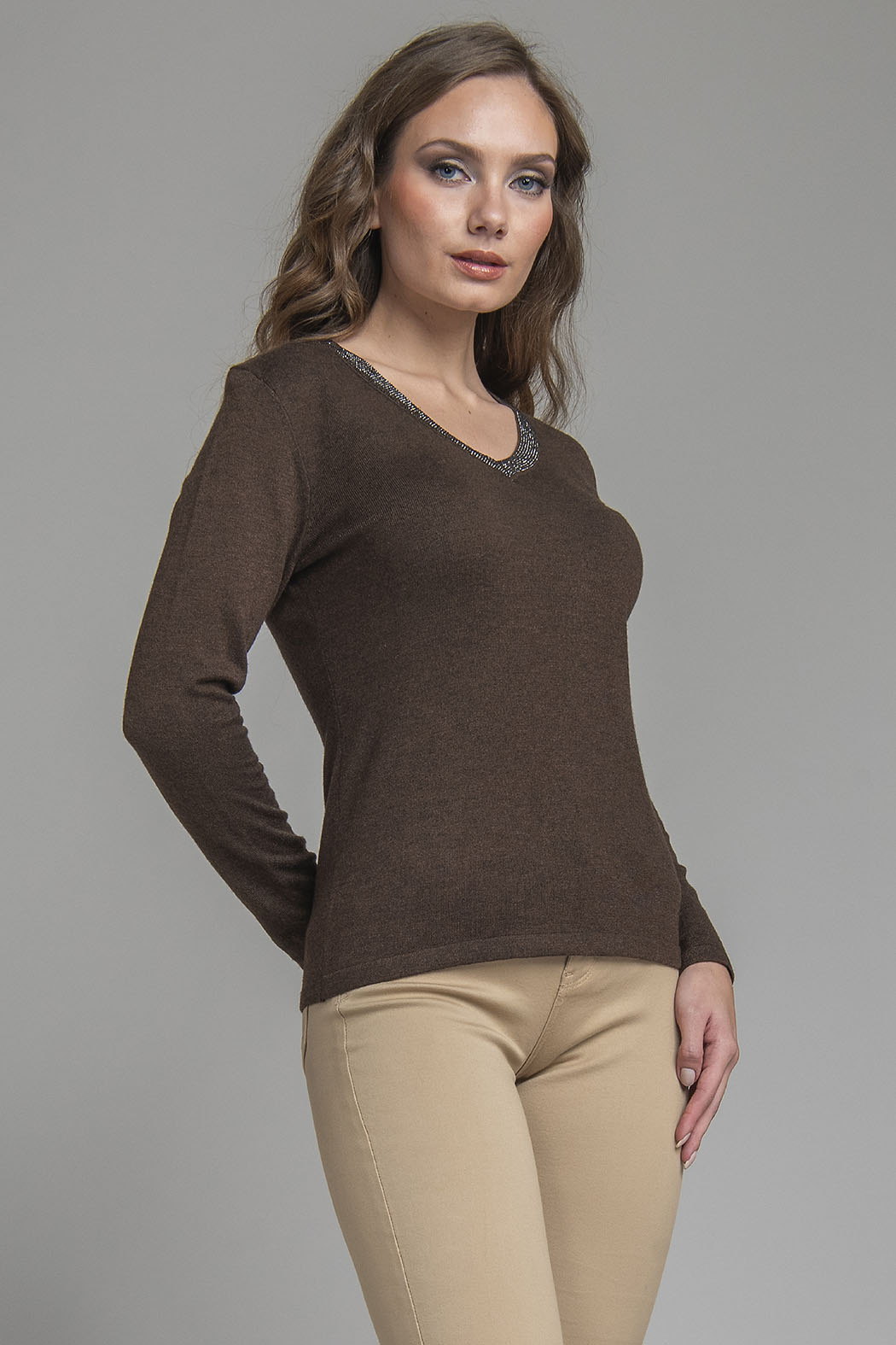 Sueter De Punto Con Escote V