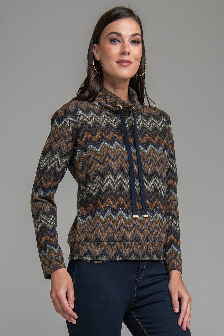 Sudadera Estampada Con Cuello Alto