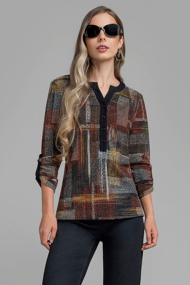 Blusa Estampada Con Elevador En Manga