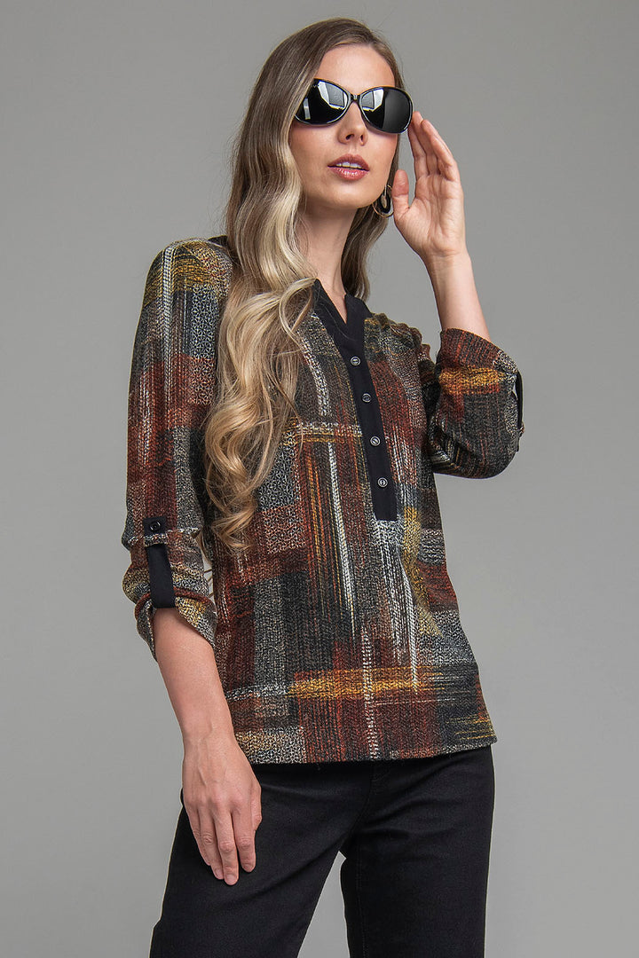 Blusa Estampada Con Elevador En Manga