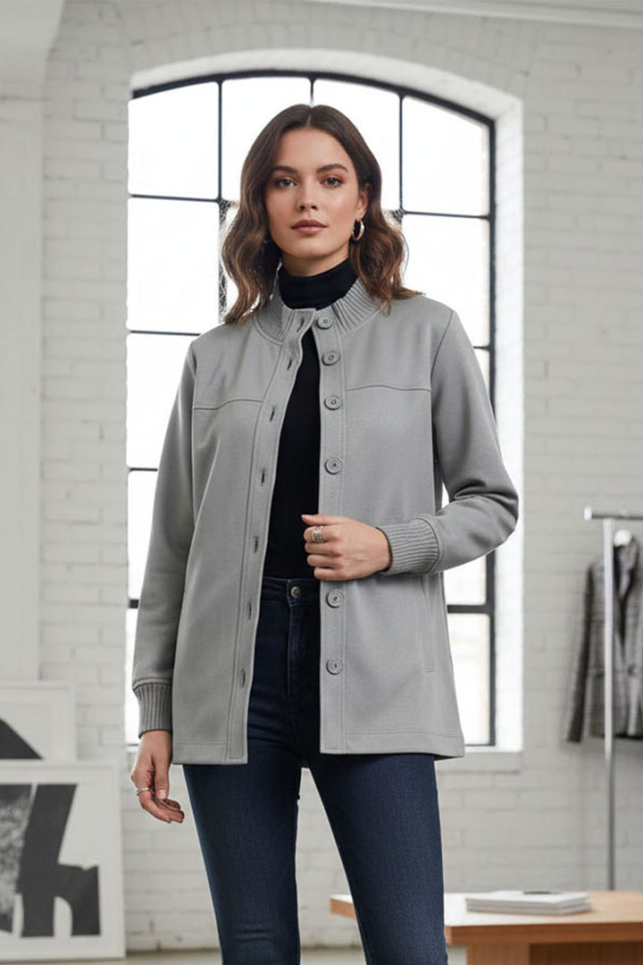 Abrigo Liso Con Botones