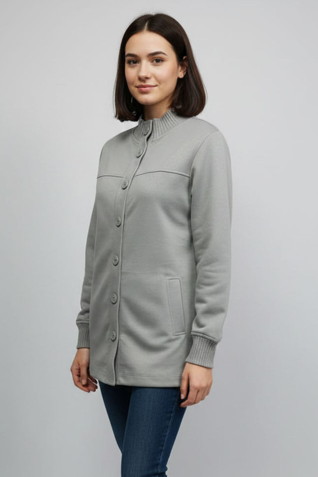 Abrigo Liso Con Botones