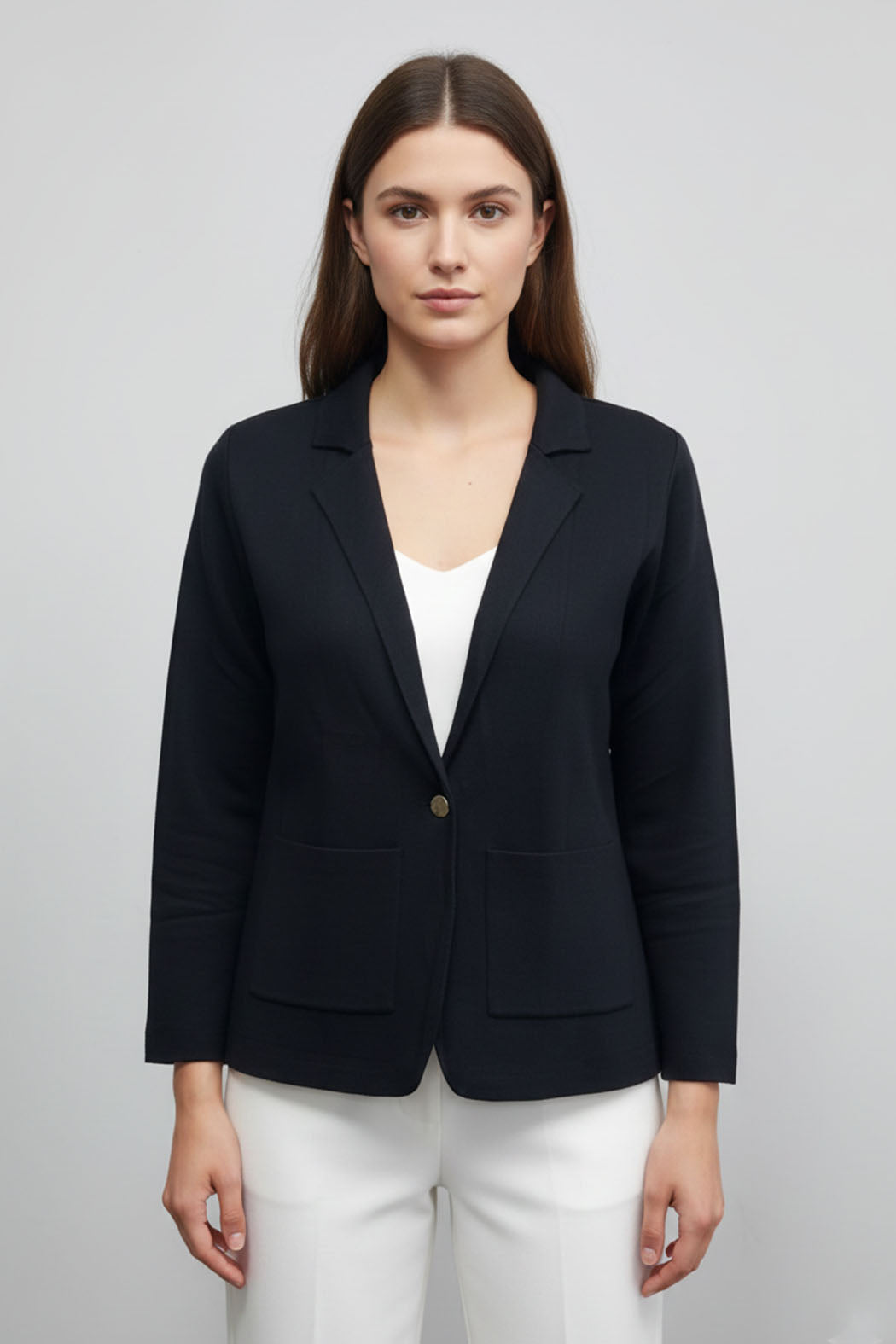Saco Corto Liso Con Boton