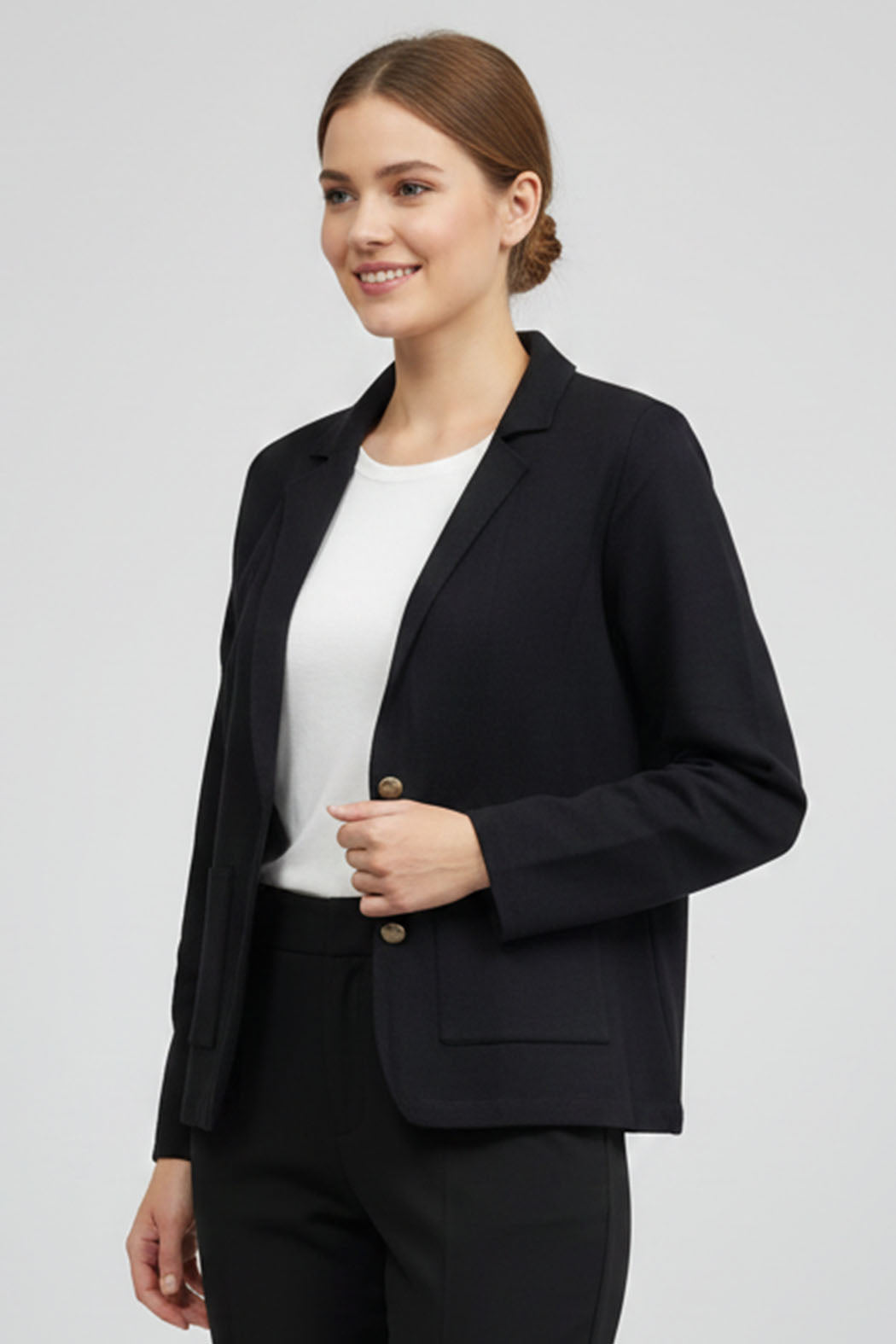 Saco Corto Liso Con Boton