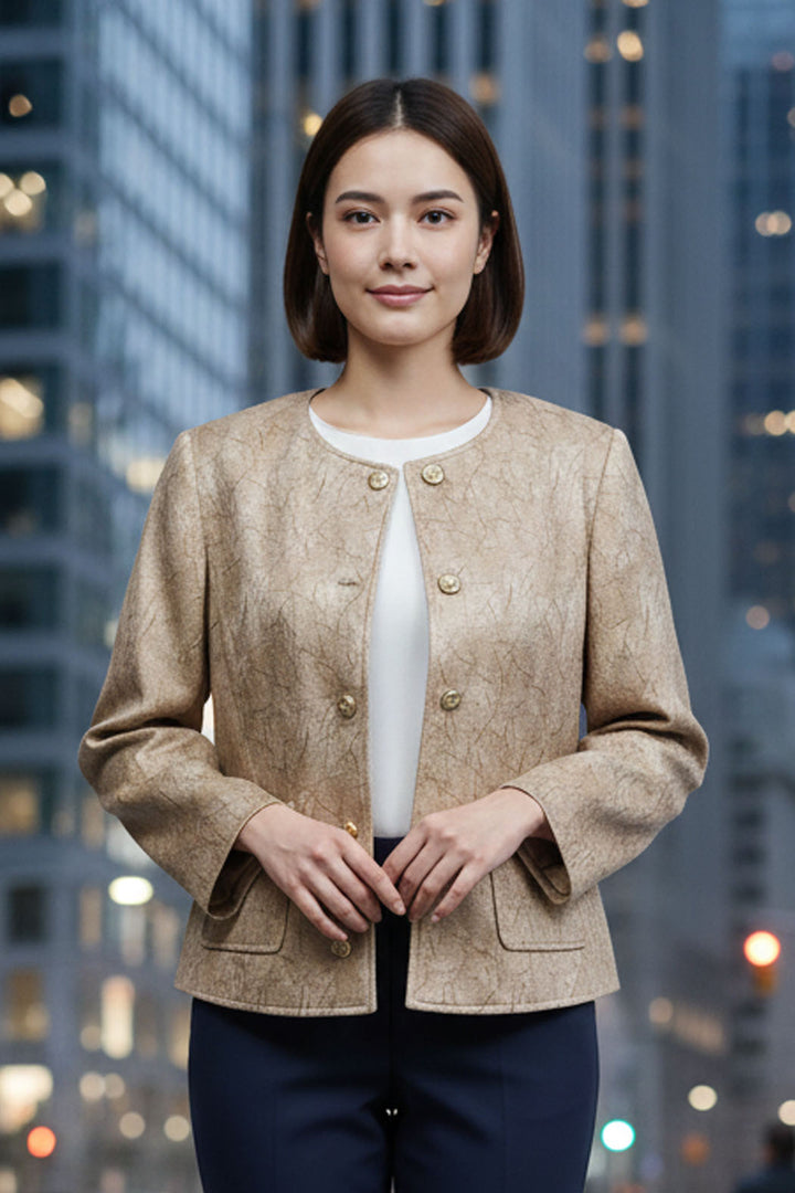 Saco Corto Con Estampado Y Botones