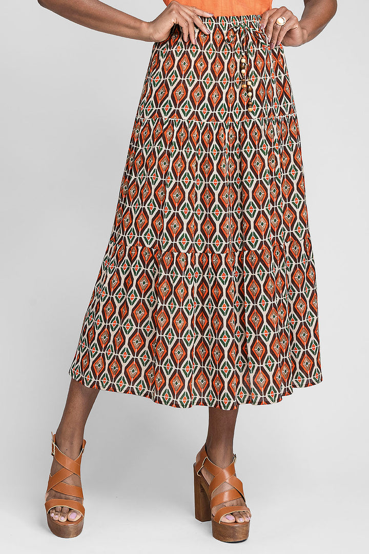 Falda Larga Campirana Con Estampado