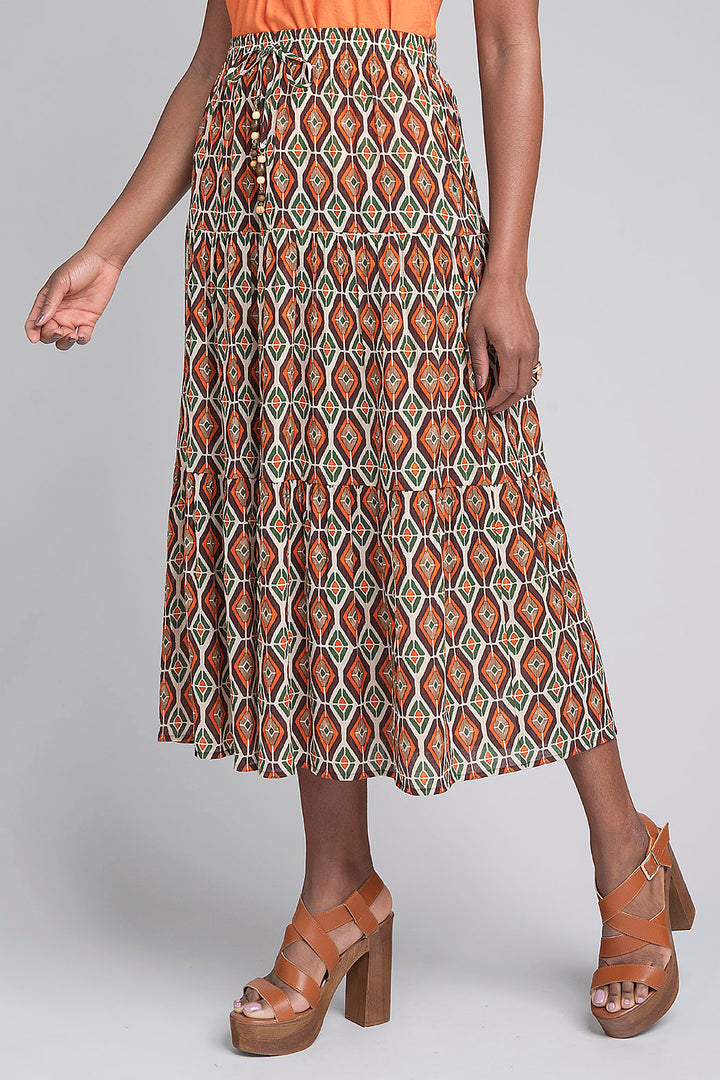 Falda Larga Campirana Con Estampado