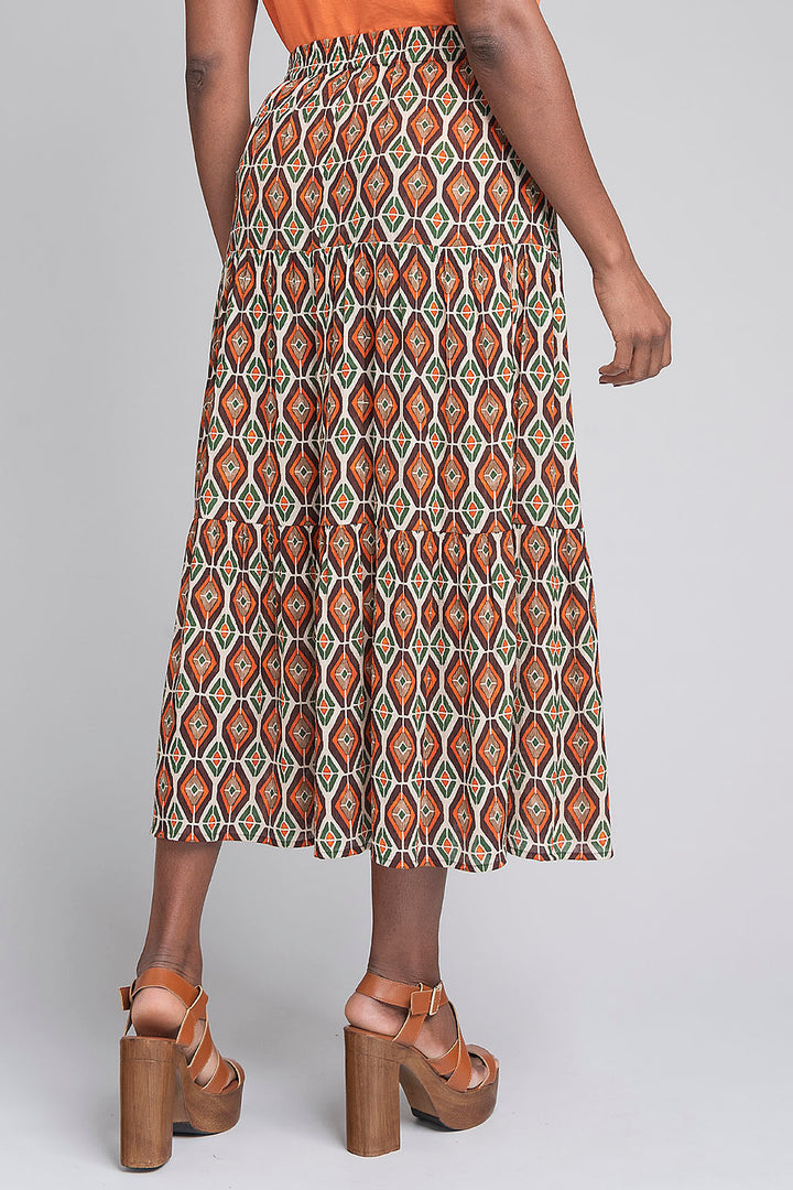 Falda Larga Campirana Con Estampado