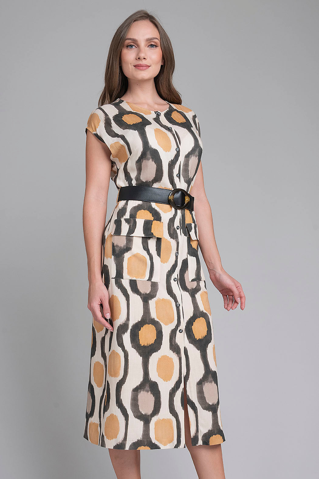 Vestido Estampado Con Cinturon