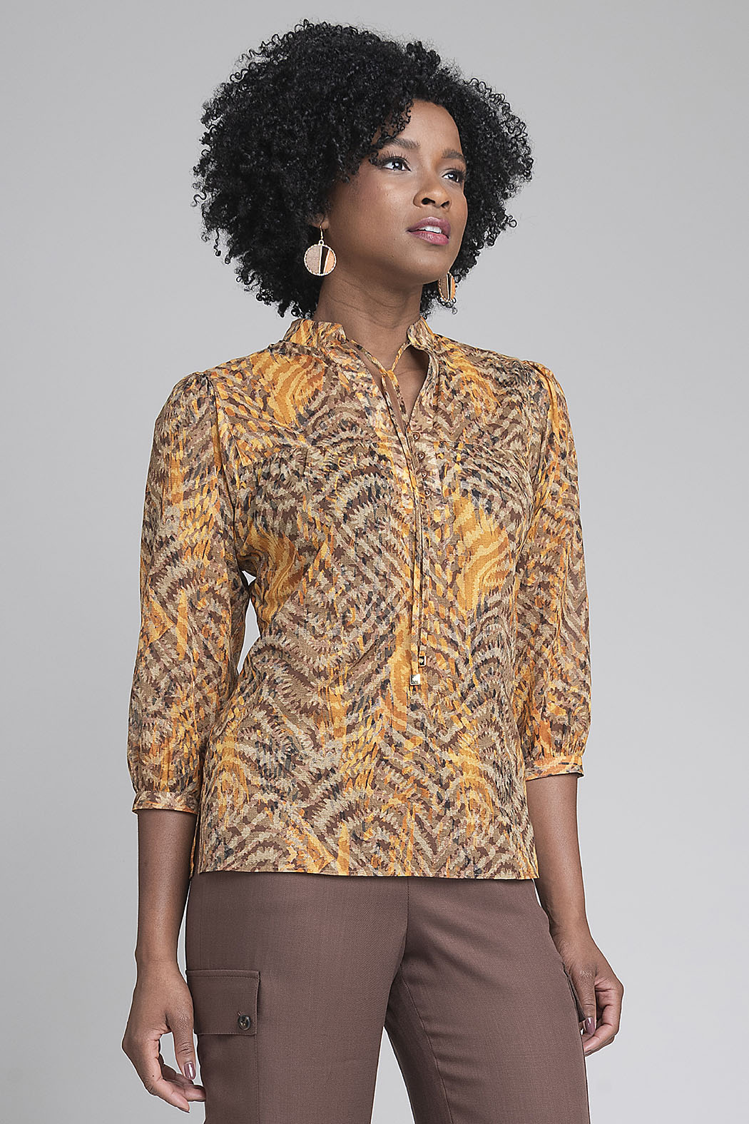 Blusa Estampada Con Manga 3/4